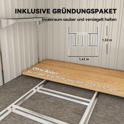 Outsunny Metall Gerätehaus 2,81m² 154x206,5x181 cm Geräteschuppen mit Pultdach Fundament