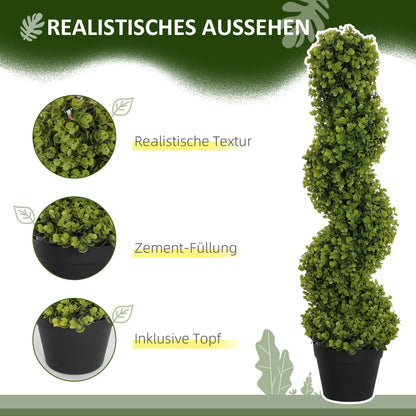 HOMCOM 2er-Set Dekorative Pflanze, Kunstpflanzen in Töpfen, Künstliche Pflanzen für Zuhause, Indoor, Outdoor, 90 cm, Grün
