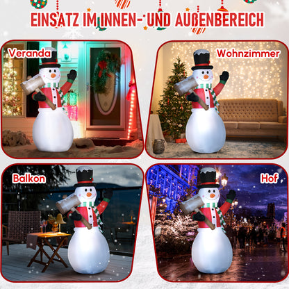 HOMCOM Aufblasbarer Schneemann, Outdoor Weihnachtsdekoration, 1,80 m, Santa Claus, inkl. Gebläse, Mehrfarbig