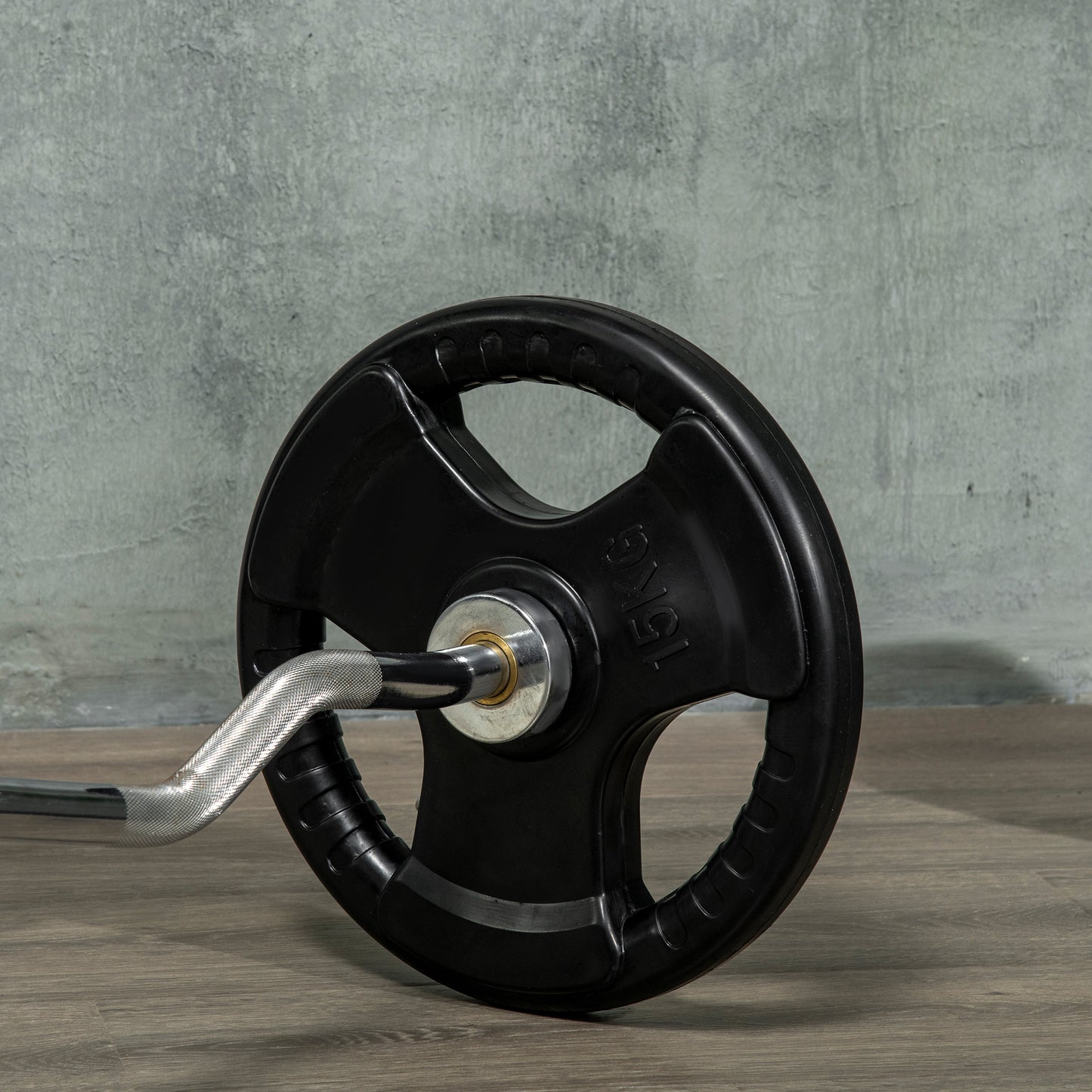 SPORTNOW Hantelscheibe, 2er-Set, 15 kg pro Scheibe, drei Griffe, bodenschonender Gummimantel, Metall