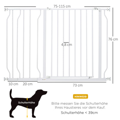 PawHut Hunde-Absperrgitter, Klemmmontage, verstellbare Länge, Stahl/ABS, 75-115 x 76 سم, فايس