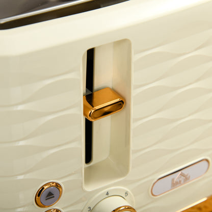 HOMCOM 2-in-1 Toaster- und Wasserkocher-Set, 7 Bräunungsstufen, Auftau- und Aufwärmfunktion, Beige
