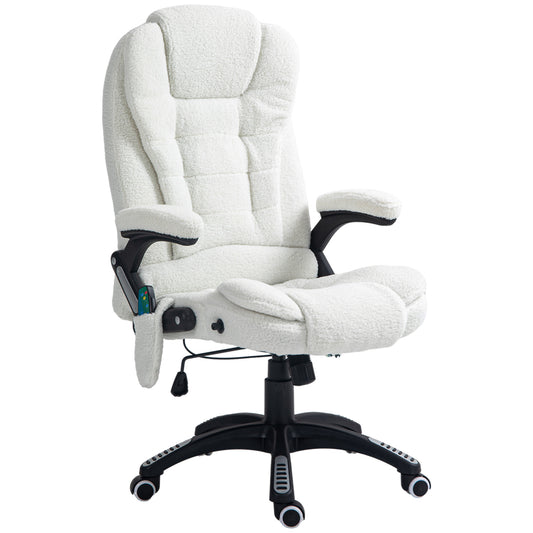 Vinsetto Bürosessel Massagefunktion Massagebürostuhl, Massagefunktion, höhenverstellbar, 67 x 74 x 107-116 cm, Weiß