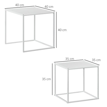 HOMCOM Beistelltisch-Set, moderne Satztische, platzsparend, stabiler Stahlrahmen, Weiß
