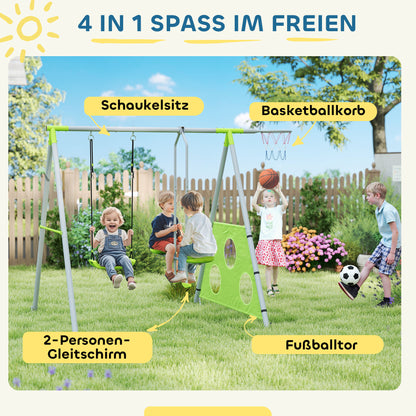 AIYAPLAY Outdoor-Schaukelset für Kinder, Kinderschaukeln, verstellbar, Stahl, Grün