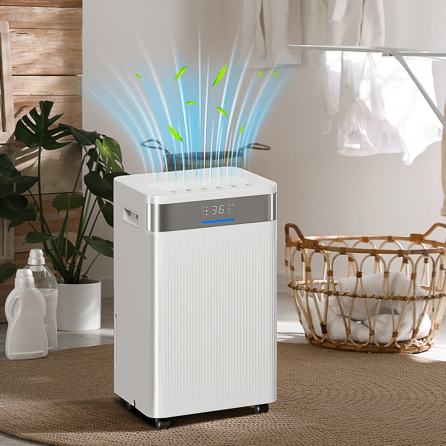 HOMCOM Luftentfeuchter, 4,5 Liter Tank, 24-Stunden-Timer, LED-Display, Kunststoff, Weiß