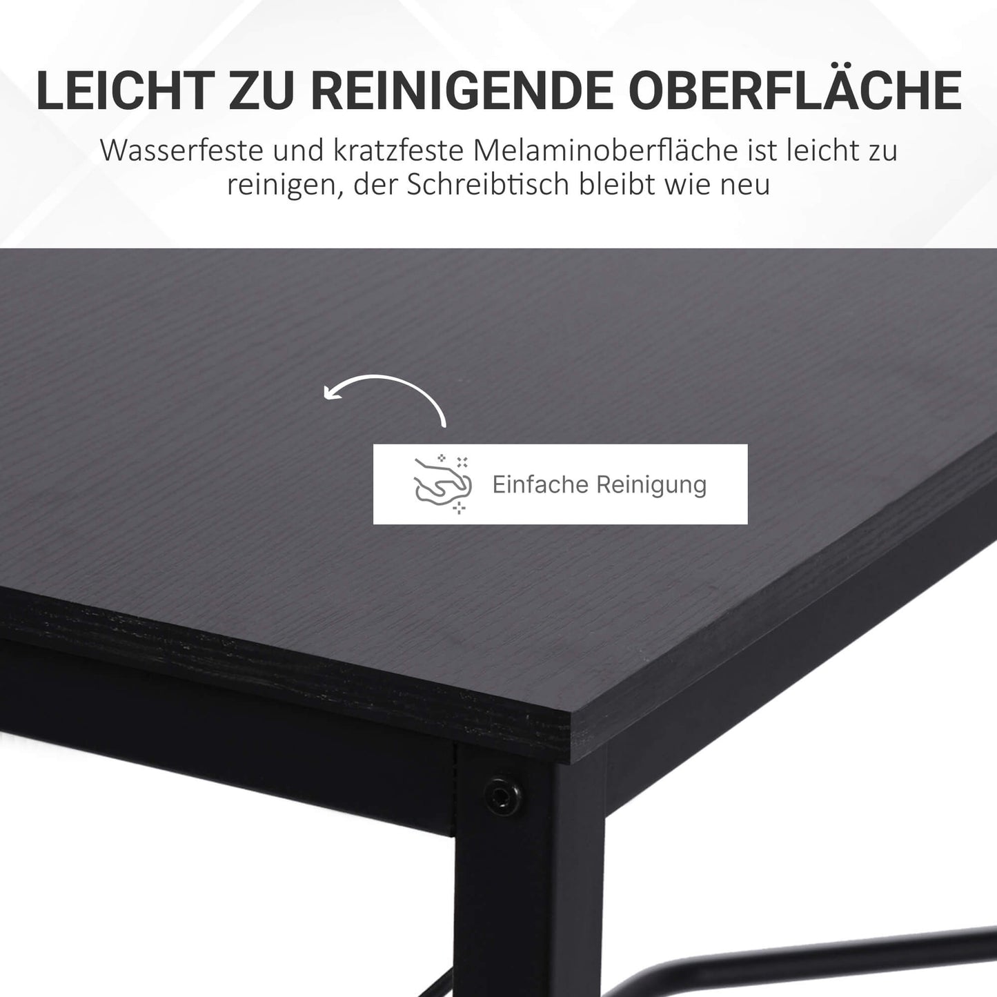 HOMCOM Computertisch Schreibtisch L-Form Eckschreibtisch Winkelschreibtisch MDF Schwarz 150 x 150 x 76 cm