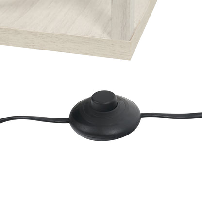 HOMCOM Stehlampe mit Regalen, Stehleuchte, Holz, 26 x 26 x 160 cm, für Wohn-/Schlafzimmer (Ohne Glühbirne)