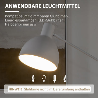 HOMCOM Stehleuchte im Industriedesign, höhenverstellbar, Bodenschalter; 30 m x 30 cm x 131 cm, Schwarz