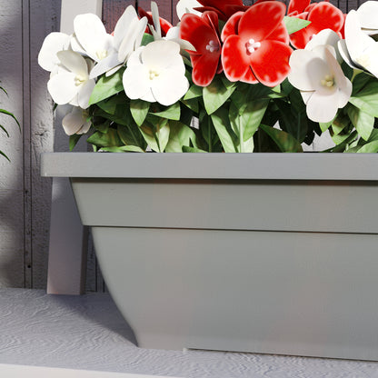Outsunny 5er-Set Blumentöpfe, Pflanzengefäße aus Kunststoff für Terrasse, Garten, Balkon, 59 x 21 x 16 cm, Grau