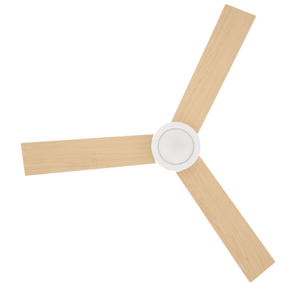 HOMCOM Deckenventilator mit LED-Licht, 2-in-1 Design, mit Timer, Fernbedienung, Deckenlampe mit Ventilator, Weiß+Naturholz