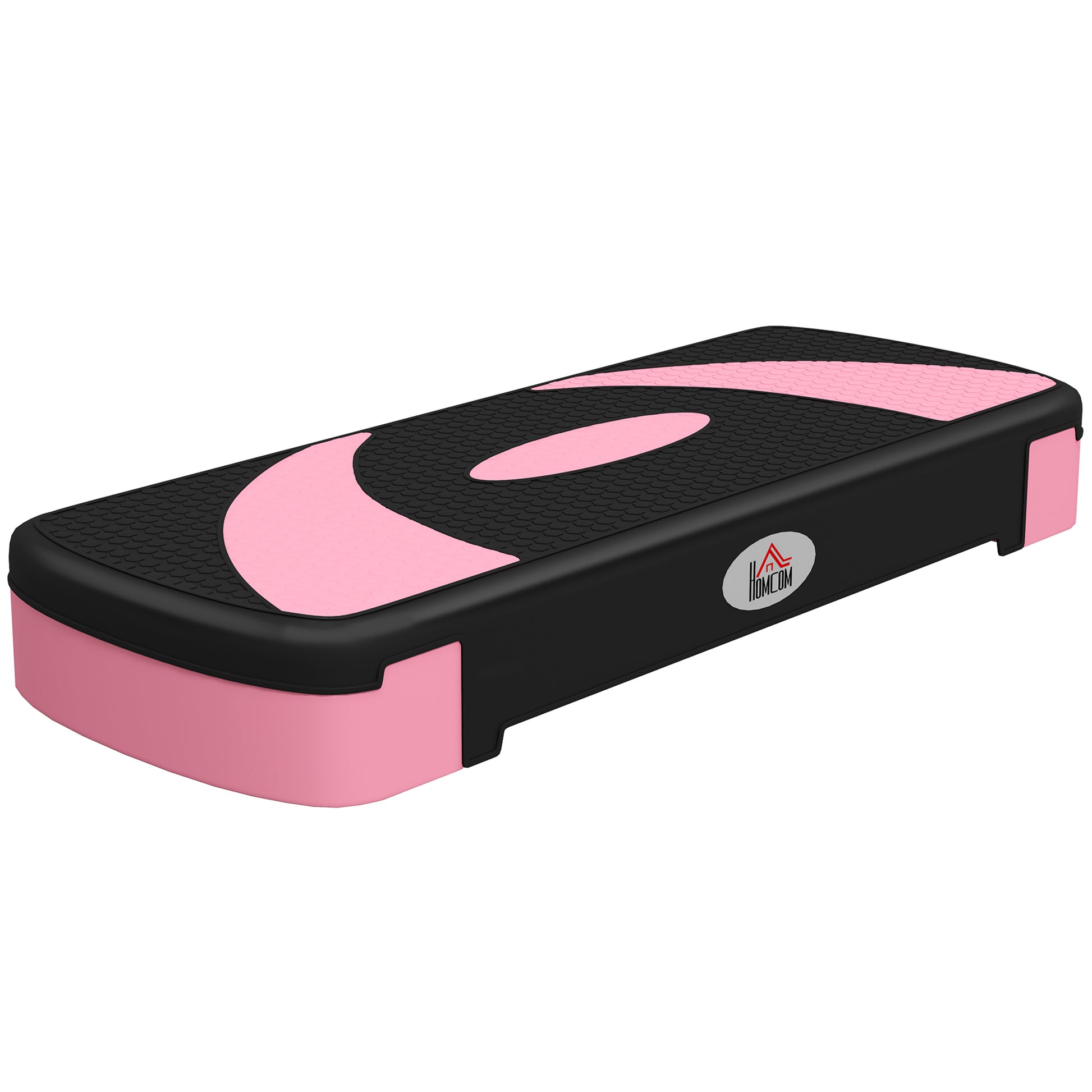 HOMCOM Aerobik-Stepper, höhenverstellbar, 80 x 31 x 10/15/20 cm, bis 150 kg, Schwarz/Rosa/Grau