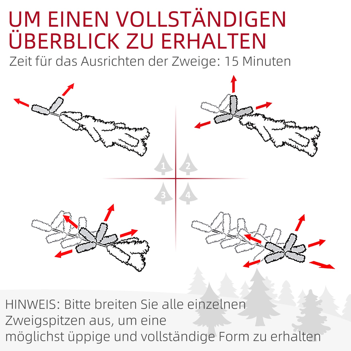 HOMCOM Weihnachtsbaum 210 cm, LED-Lichterkette, Kunstkette, flammhemmend, Metallbasis, Grün