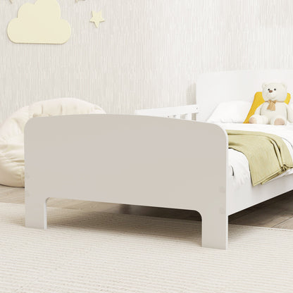 AIYAPLAY Kinderbett mit Sicherheitsschienen, Kleinkinderbett für Kinder im Alter von 3-8 Jahren, MDF, Weiß