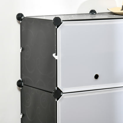 HOMCOM Modulares Regalsystem, Steckregal, zusammensetzbar aus 12 Würfeln 125 x 32 x 125 cm, Kunststoff+Stahl Schwarz
