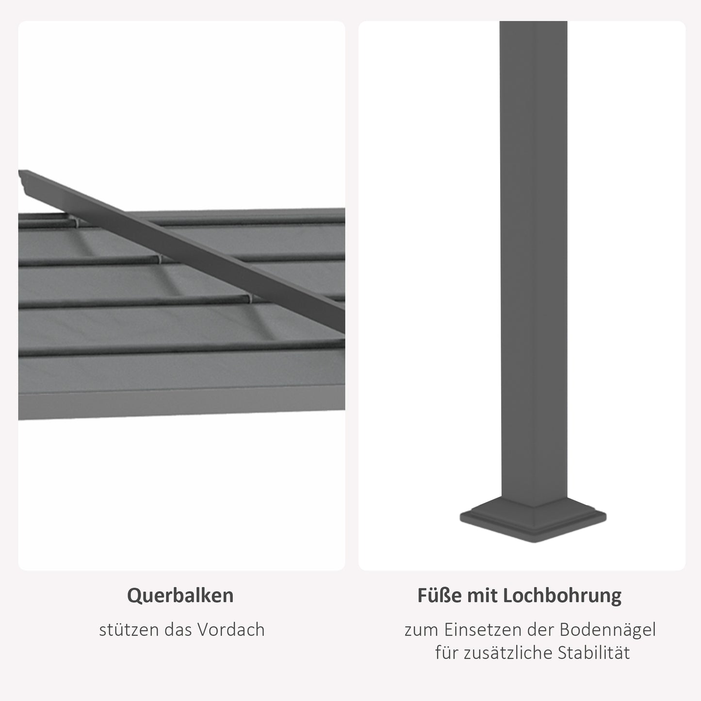 Outsunny Pergola, inklusive Befestigungsmaterial, ausziehbares Dach, 3,97 m x 2,95 m x 2,3 m, Dunkelgrau