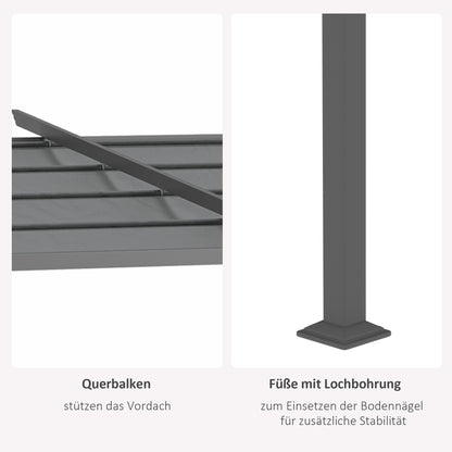Outsunny Pergola, inklusive Befestigungsmaterial, ausziehbares Dach, 3,97 m x 2,95 m x 2,3 m, Dunkelgrau