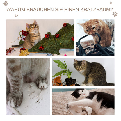 PawHut Katzenhöhle mit Kraztbrett Katzenbett Kratzhaus Katzenhaus Katzenwohnung Sisal Grau 48,5 x 30 x 30 cm