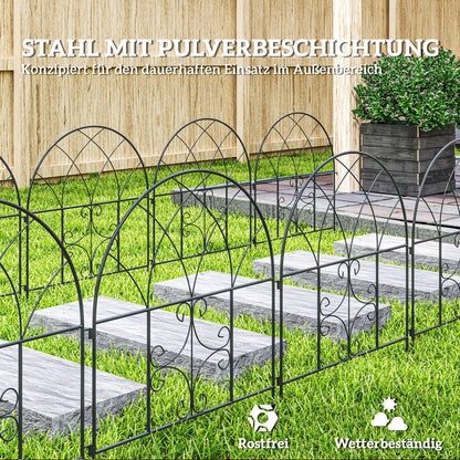 Outsunny Gartenzaun Zaun Stahl 300 cm x 70 cm hoch Dekorativer Gitterzaun Set Zaunelemente Schwarz