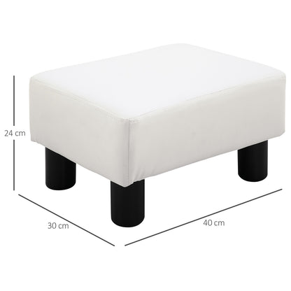 HOMCOM Sitzhocker Hocker mit Kunstleder Moderner Fußhocker Kunstlederhocker Ottomane für Schlafzimmer, Wohnzimmer, Weiß