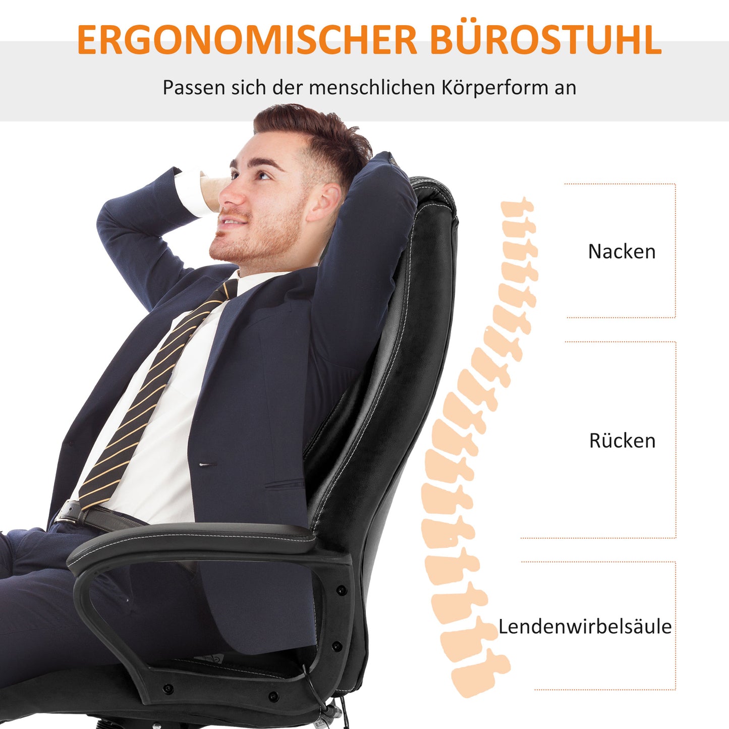 Vinsetto Bürostuhl mit Massage höhenverstellbarer Chefsessel ergonomischer Drehstuhl Gamingstuhl Computerstuhl Massage Sessel 6 Vibrationspunkte Leinen-Gefühl einstellbar Schwarz 66 x 78 x 112-120 cm