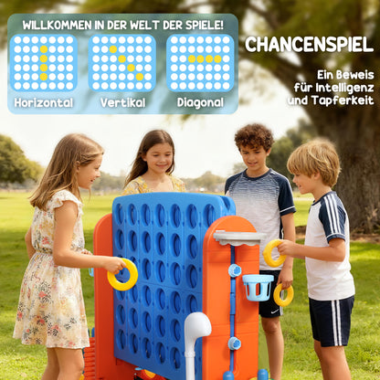 AIYAPLAY 4-in-1 Spiele-Set, Vier Gewinnt, höhenverstellbar, Netz-Tasche, Kunststoff, Bunt