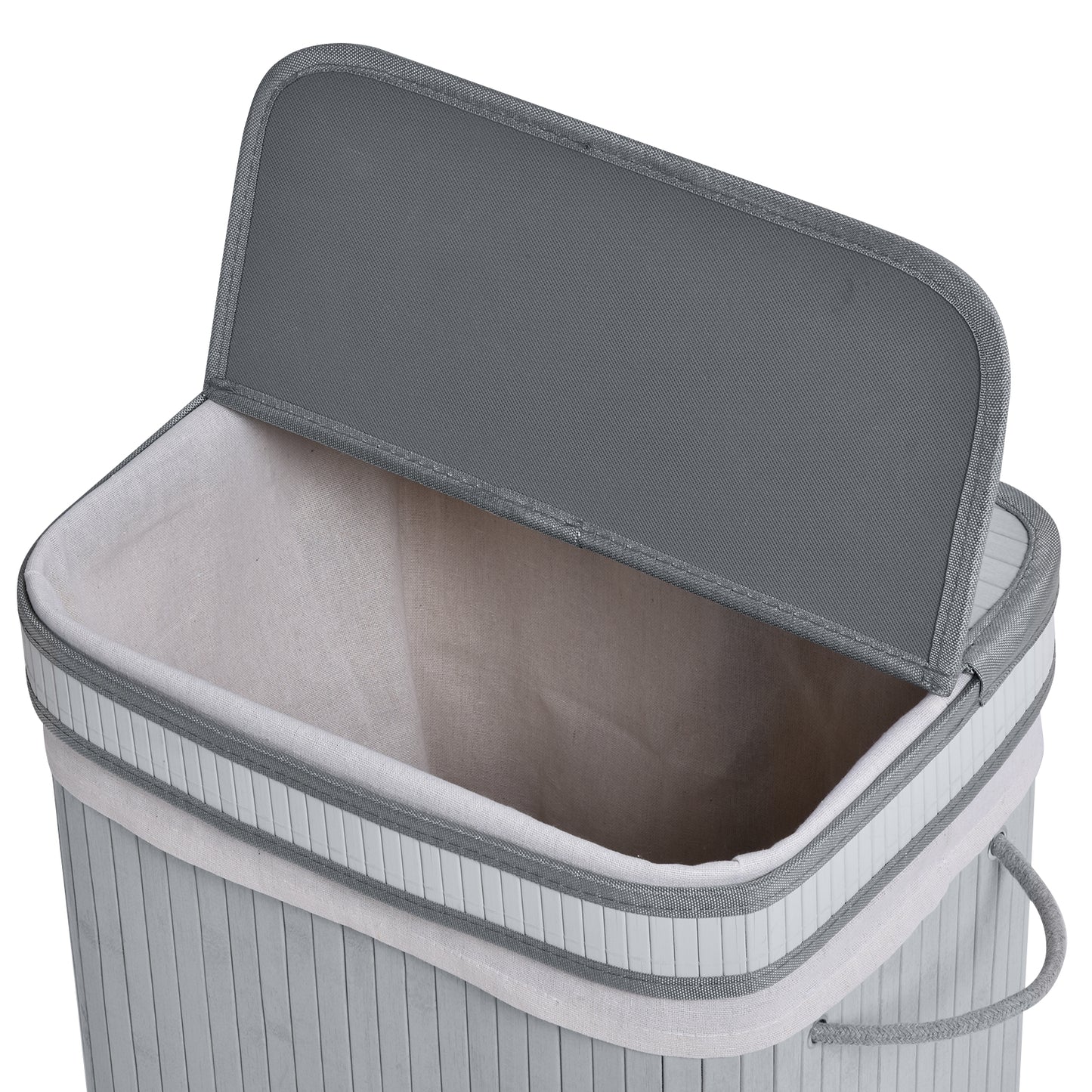 HOMCOM Wäschekorb, 70 L Wäschesammler mit Deckel, herausnehmbarer Innenfutter, Wäschebox für Badezimmer, 40 x 30 x 60 cm, Grau