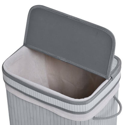 HOMCOM Wäschekorb, 70 L Wäschesammler mit Deckel, herausnehmbarer Innenfutter, Wäschebox für Badezimmer, 40 x 30 x 60 cm, Grau