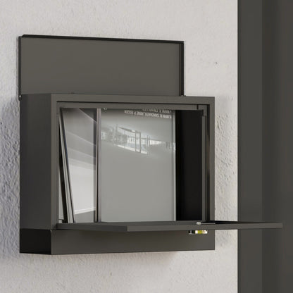HOMCOM Briefkasten Metallbriefkasten, modern, abschließbar, 36,5 x 11,5 x 29 cm, Schwarz