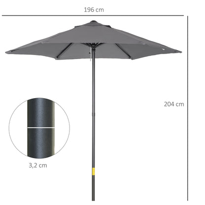 Outsunny Sonnenschirm Ø196 cm, sechseckig Balkonschirm für Strand Balkon Garten, Dunkelgrau