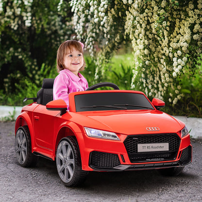 HOMCOM Audi Kinder Elektroauto 12V mit 2,4G Fernbedienung, Musik, Hupe, Elektrofahrzeug mit LED-Leuchte, USB/MP3-Anschluss, Rückwärtsfunktion, für Kinder 3-5 Jahre, Rot
