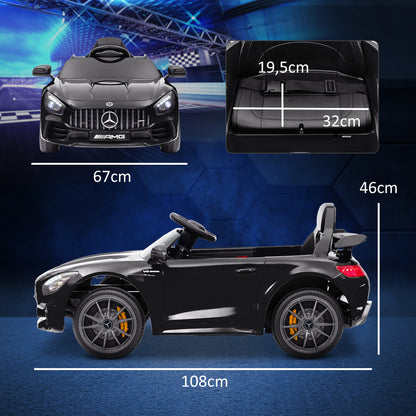 AIYAPLAY Elektro-Kinderauto, Mercedes, 3-5 km/h, Fernbedienung, Licht & Musik, Schwarz