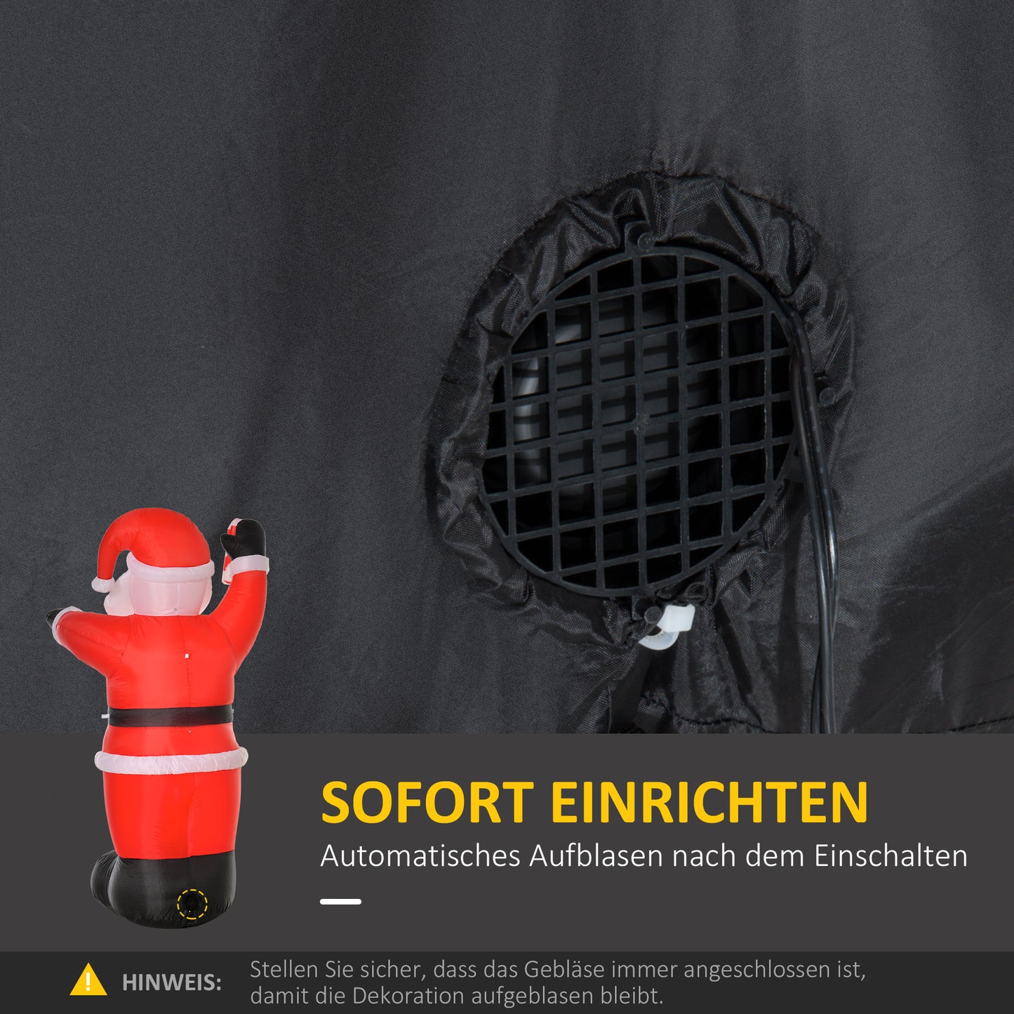 HOMCOM Aufblasbar Weihnachtsdeko, 2,4 m Weihnachtsmann mit LED-Beleuchtung, Zuckerstange