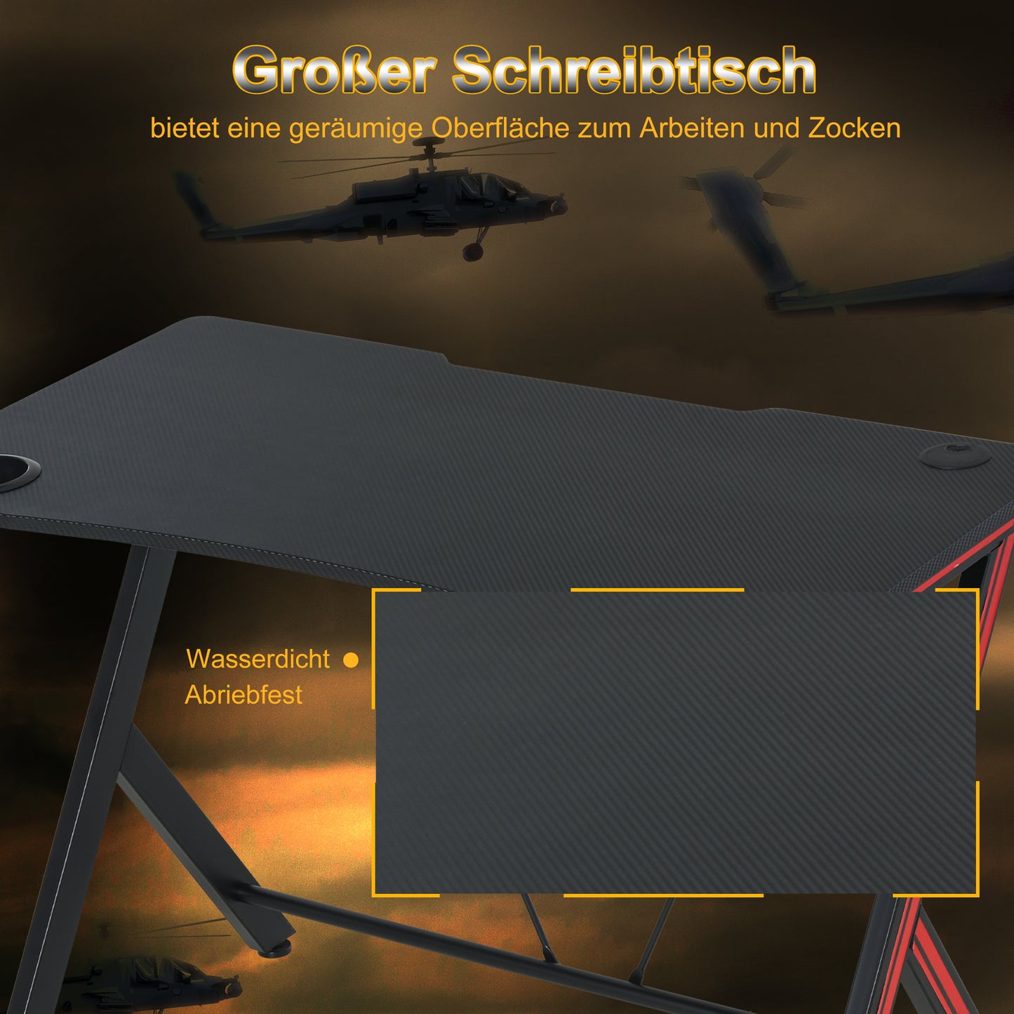 HOMCOM Gaming-Tisch Schreibtisch mit Kopfhörerhaken Getränkehalterung Computertisch Stahl + MDF Schwarz 105 x 55 x 75 cm