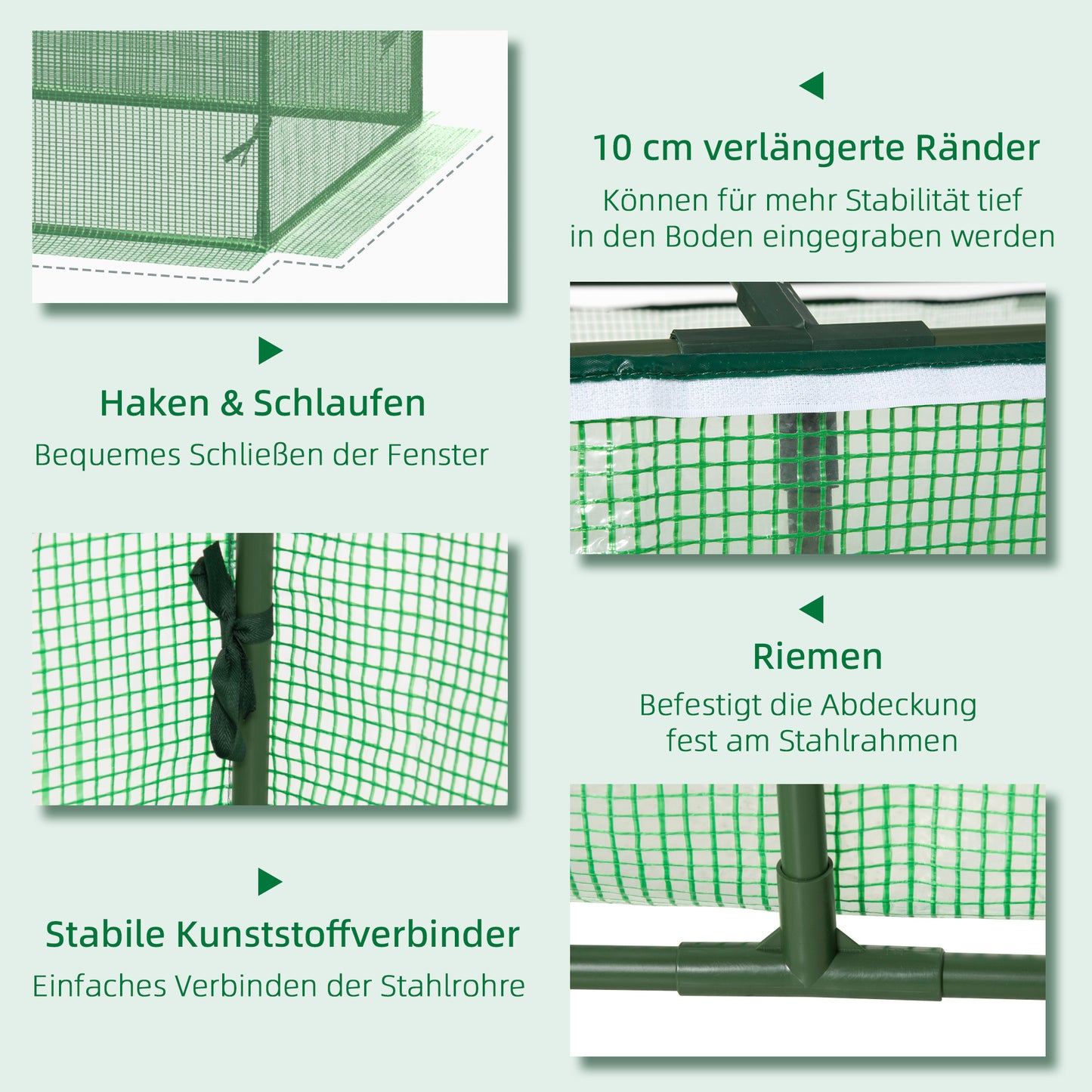 Outsunny Foliegewächshaus mit Fenster Treibhaus Tomatenhaus Frühbeet 180 x 90 x 70 cm Grün