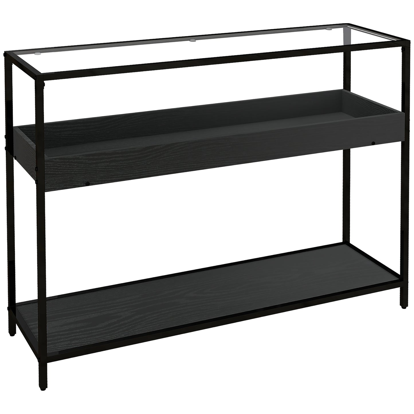 HOMCOM Konsolentisch mit 2 Regalen, Flurtisch, Flurkonsole, Schwarz