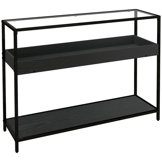 HOMCOM Konsolentisch mit 2 Regalen, Flurtisch, Flurkonsole, Schwarz