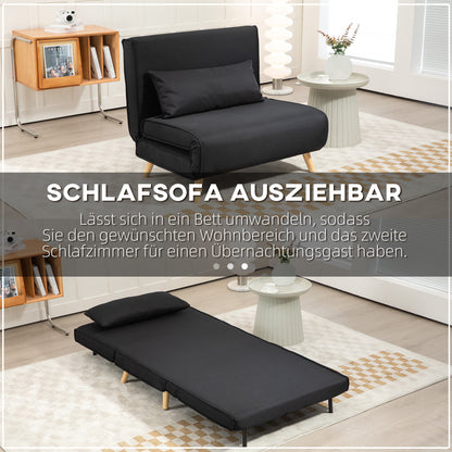 HOMCOM Relaxsessel mit Bettfunktion، لشخص واحد، تصميم حديث، مكرر 350 كجم، 94x78x80 سم، أسود