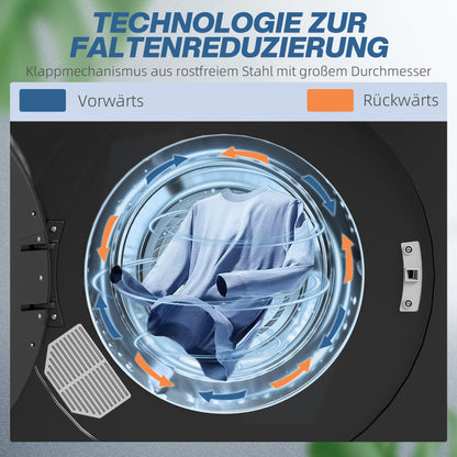 HOMCOM Wäschetrockner, 6 Programme, 40-60℃, 3 kg Kapazität, kompakt, Touch-Bedienung, Schwarz