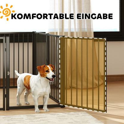 PawHut Welpenauslauf، Hundeauslauf، Welpengehege، 8 Paneele mit Tür، faltbarer and tragbarer Hundezaun، Stahl، Schwarz