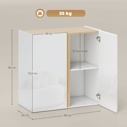 HOMCOM Kommode, Sideboard mit Soft-Close-Türen, anpassbares Regal, für Wohnzimmer, Küche, Esszimmer, Weiß