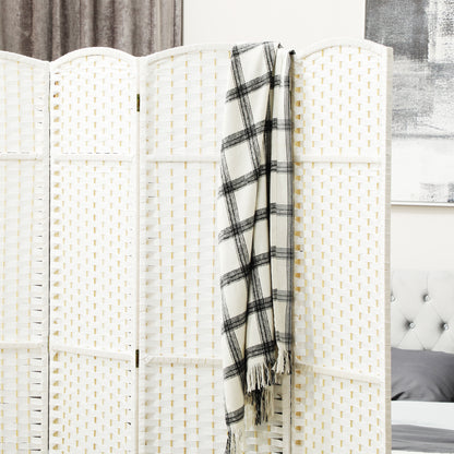 HOMCOM 4-teiliger Raumtrenner, Faltbarer Sichtschutz, Sichtschutzwand für Wohnzimmer, Schlafzimmer, Homeoffice, Weiß