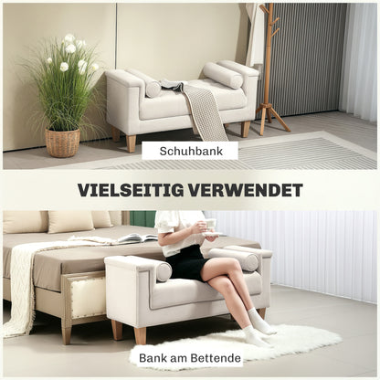 HOMCOM Polsterbank, Vintage-Design, 2 Kissen, Chenillebezug, 115 x 44 x 58 cm, Beige