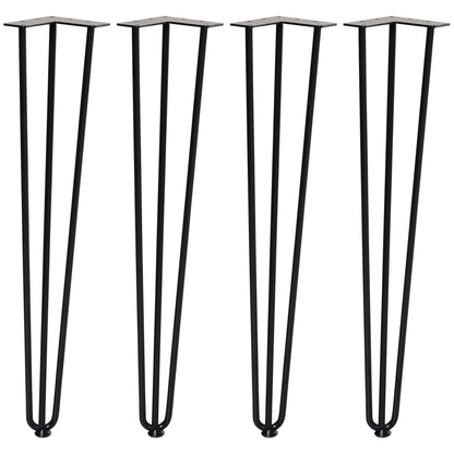 HOMCOM Tischbein-Set, 4 Stahl-Tischbeine, Gabel-Design, 40 kg belastbar, Schwarz