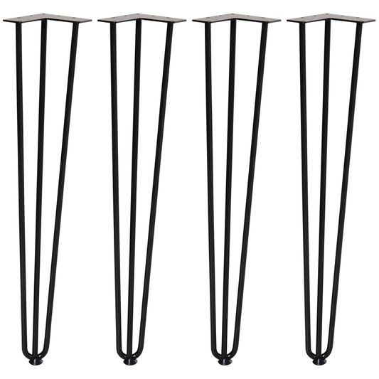 HOMCOM Tischbein-Set, 4 Stahl-Tischbeine, Gabel-Design, 40 kg belastbar, Schwarz