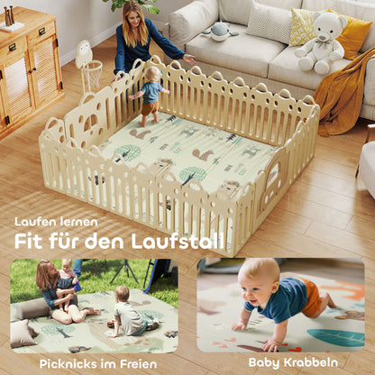 AIYAPLAY Spielmatte Baby 196 x 176 x 1,5 cm faltbar Doppelseitige Krabbelmatte Mehrfarbig