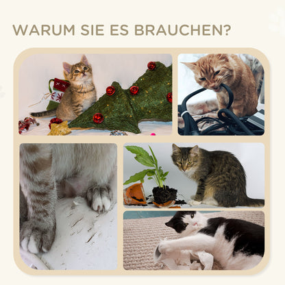 PawHut Katzentreppe, Kratzbaum, drei Stufen, Spielball, grau+holzfarben, 45 x 40 x 48cm