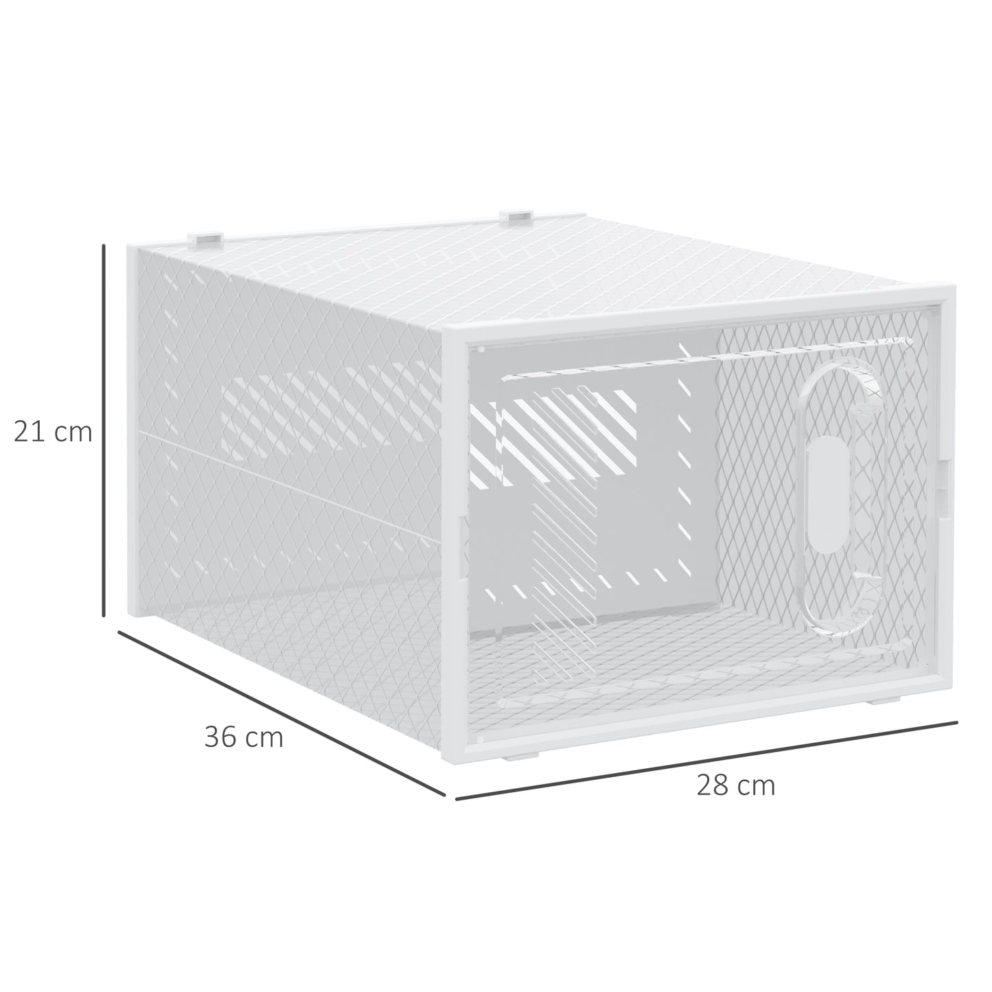 HOMCOM 8-teiliges Schuhregal, stapelbare Schuhboxen für Schuhe bis Größe 46, magnetische Türen, Kunststoff, 28 x 36 x 21 cm