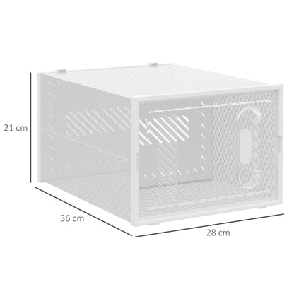 HOMCOM 8-teiliges Schuhregal, stapelbare Schuhboxen für Schuhe bis Größe 46, magnetische Türen, Kunststoff, 28 x 36 x 21 cm