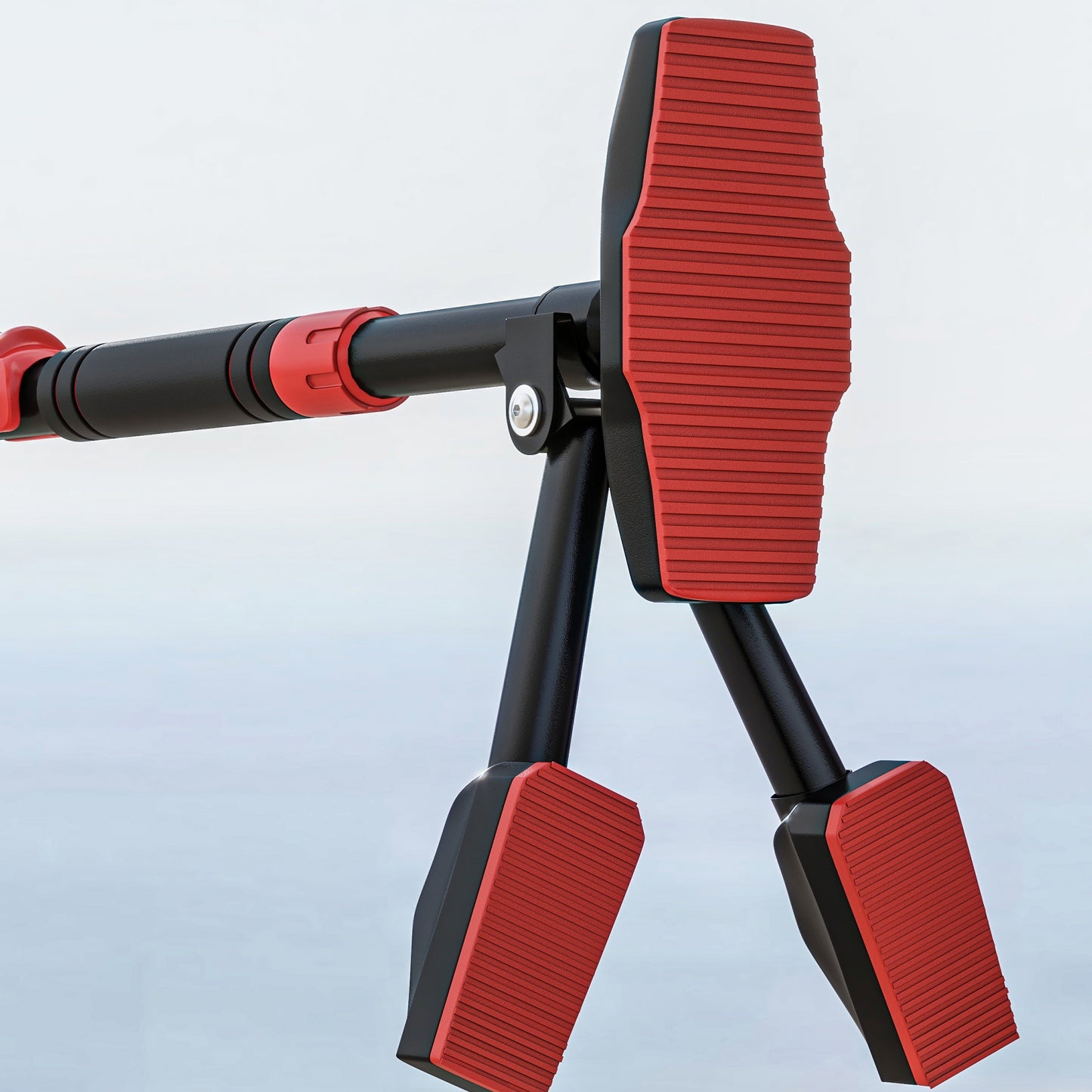 SPORTNOW Klimmzugstange, verstellbar 81-107cm, Wasserwaage, 6-Punkt-Unterstützung, Metall, Schwarz/Rot